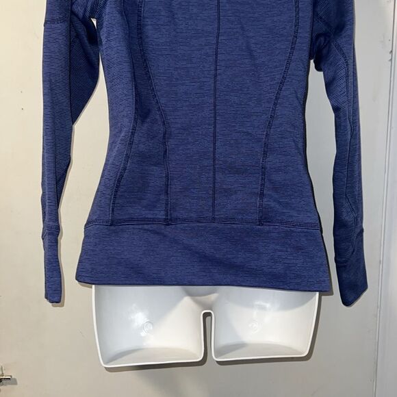 ATHLETA Periwinkle Purple Stripe Strength Zip Up Hoodie Jacket-S - Picture 6 of 10